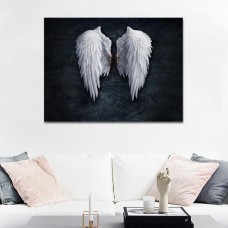 Abstract Canvas Wall Art of Angel Wings Painting White Art Artwork Wall Decor Modern Stretched and Painting Canvas the Picture For Living Room Decoration No Framed   